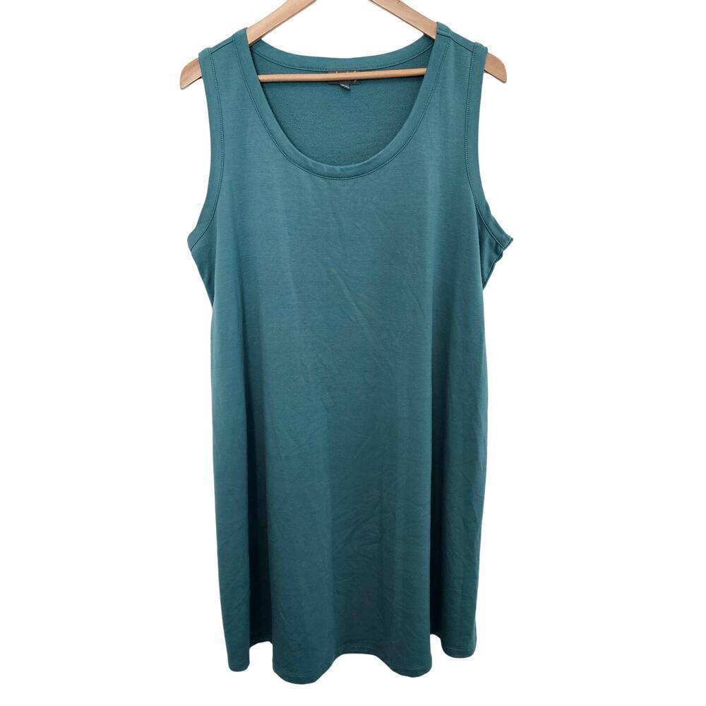 Wonderly T-Shirt Dress Womens Size 1X Blue Sleeveless Casual Stretch Everyday